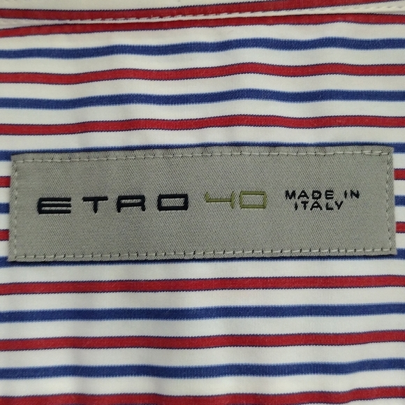 Etro Men's Striped Long Sleeve Casual Button Down Dress Shirt Size M - Picture 12 of 16